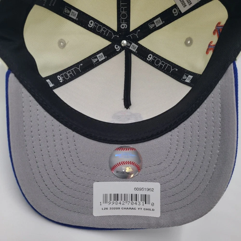 Child New York Mets Hat Snapback 9Forty New Era Cream Blue MLB Francisco Lindor